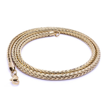 Oval Kral Bakla Örgülü Çelik Kolye 4mm