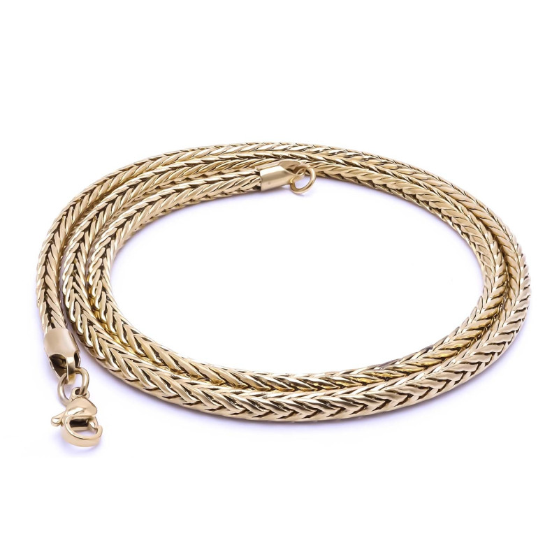 Oval Kral Bakla Örgülü Çelik Kolye 4mm