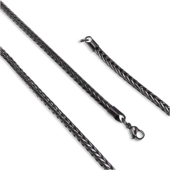 Oval Kral Bakla Örgülü Çelik Kolye 4mm