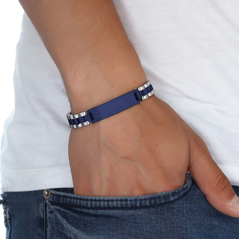 Parlement Mavi İsim Yazılabilir Ful Çelik Bileklik Parlement Mavi İsim Yazılabilir Ful Çelik Bileklik