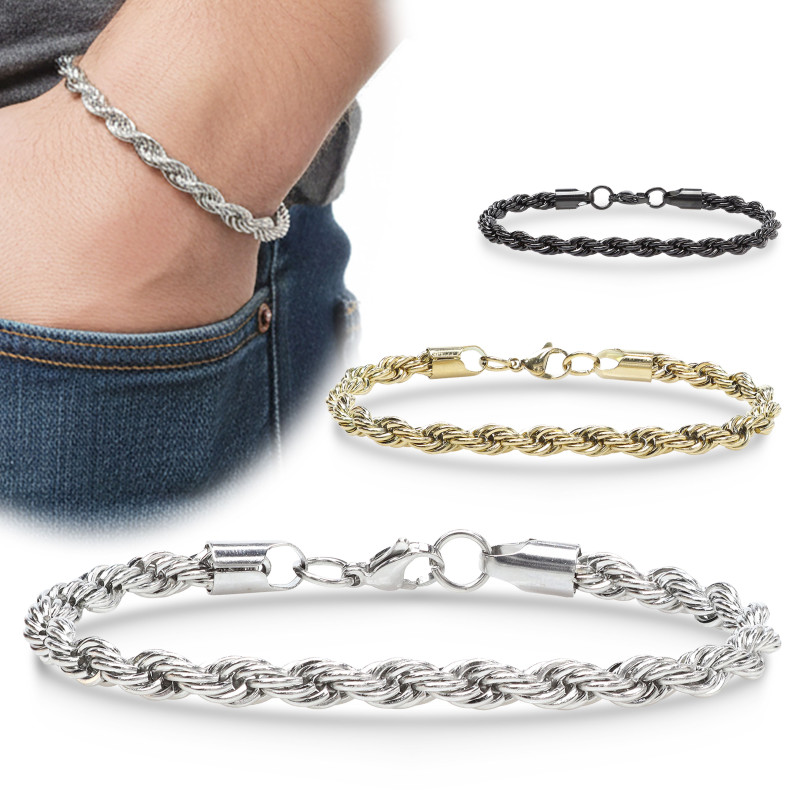 Rope Halat Çelik Zincir Bileklik 6mm Rope Halat Çelik Zincir Bileklik 6mm
