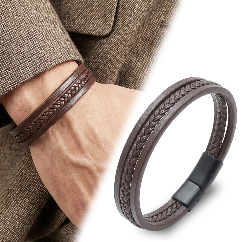 Sadece Kahverengi Saç Örgülü Çoklu Bileklik