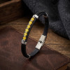 Sarı Akik Taşlı Deri Bileklik