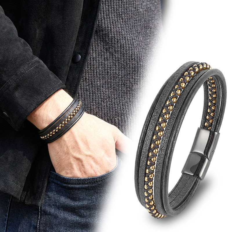 Sarı Hematit Ve Çoklu Deri Bileklik Sarı Hematit Ve Çoklu Deri Bileklik