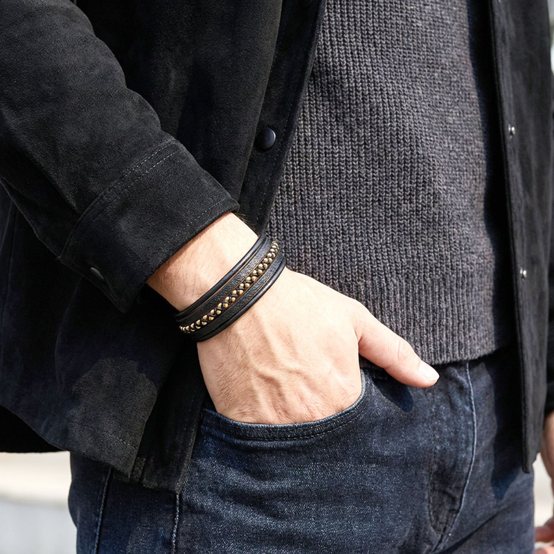 Sarı Hematit Ve Çoklu Deri Bileklik Sarı Hematit Ve Çoklu Deri Bileklik