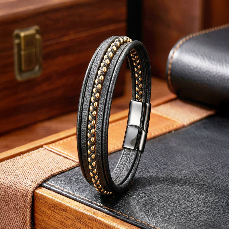 Sarı Hematit Ve Çoklu Deri Bileklik Sarı Hematit Ve Çoklu Deri Bileklik