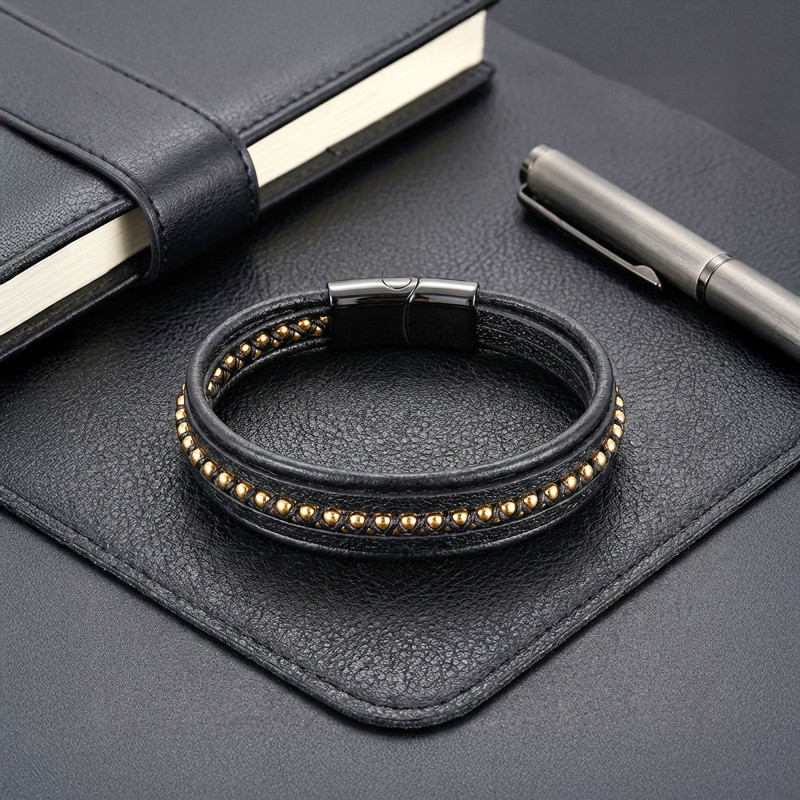 Sarı Hematit Ve Çoklu Deri Bileklik Sarı Hematit Ve Çoklu Deri Bileklik