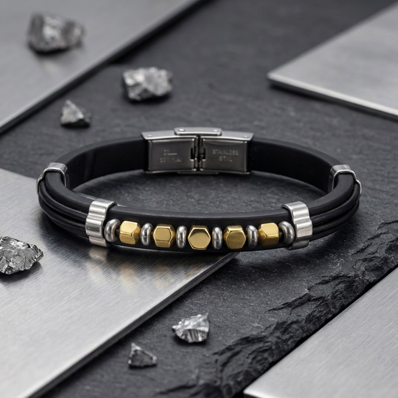 Sarı Renk Hematit Taşlı Deri Bileklik Sarı Renk Hematit Taşlı Deri Bileklik