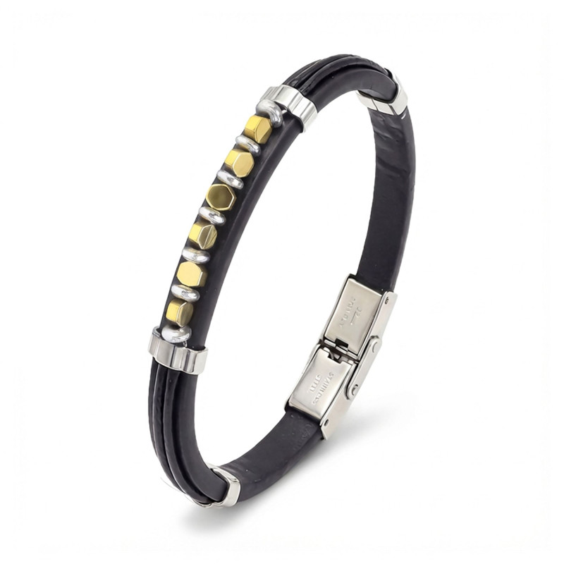 Sarı Renk Hematit Taşlı Deri Bileklik Sarı Renk Hematit Taşlı Deri Bileklik