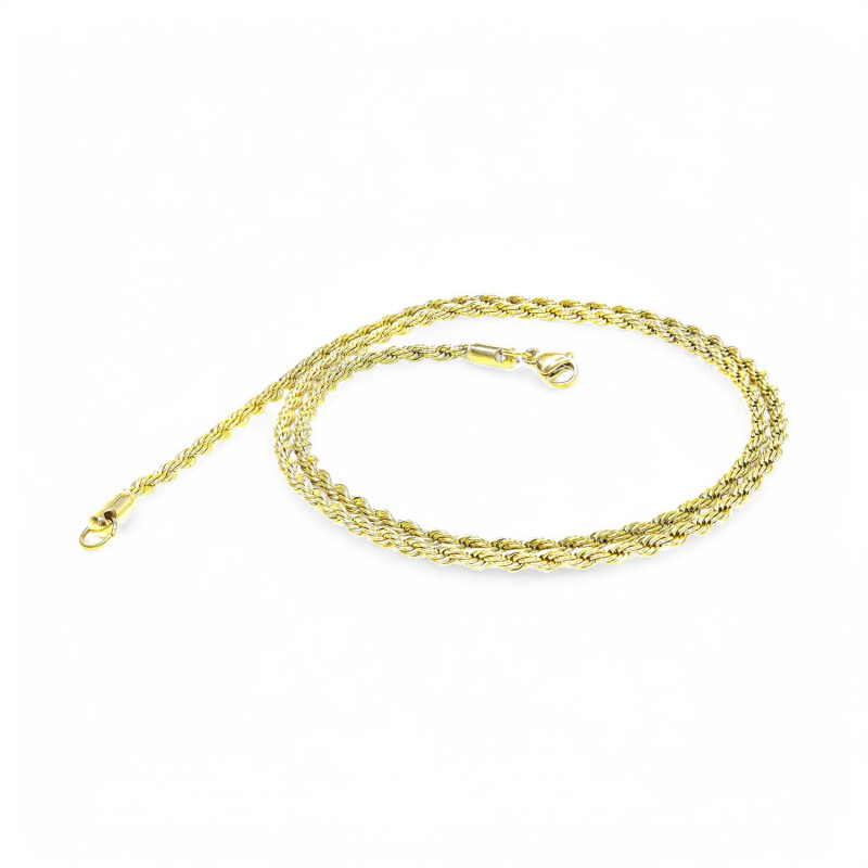 Sarı Sarmal Çelik Kolye 3mm