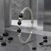 Siyah Beyaz Çelik Top Ayarlanabilir Çelik Zincir Erkek Bileklik