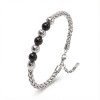 Siyah Beyaz Çelik Top Ayarlanabilir Çelik Zincir Erkek Bileklik