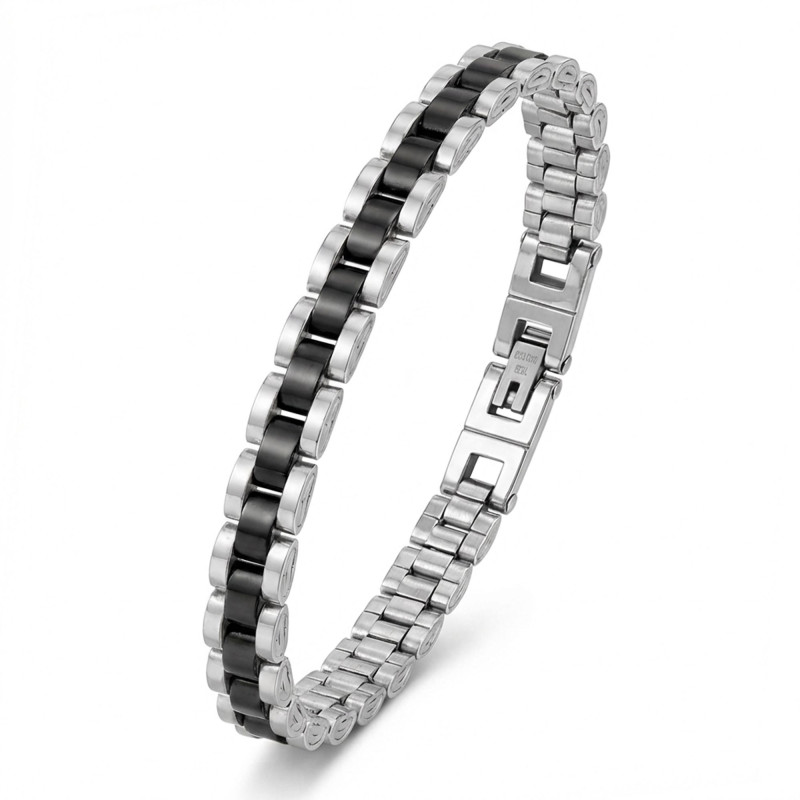 Siyah Beyaz Ful Çelik Bileklik