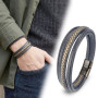Black and Brown Multi-Layer Men's Leather Bracelet