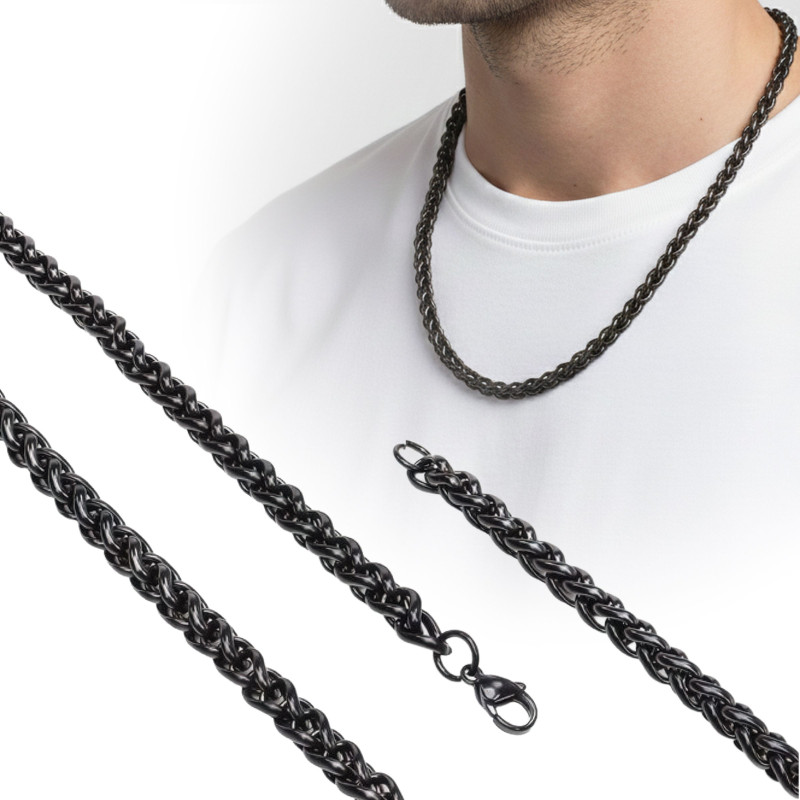 Siyah Renk Çelik Kolye 6mm Siyah Renk Çelik Kolye 6mm