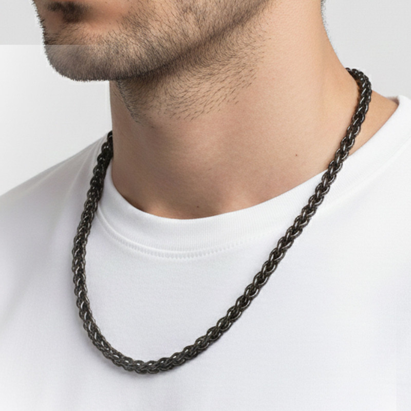 Siyah Renk Çelik Kolye 6mm Siyah Renk Çelik Kolye 6mm