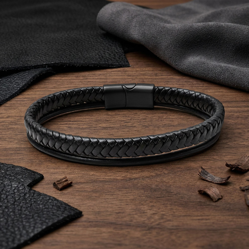 Siyah Renk Çoklu Deri Bileklik Siyah Renk Çoklu Deri Bileklik