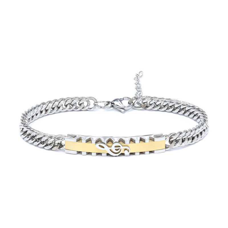 Sol Anahtarı Motifli Çelik Bileklik