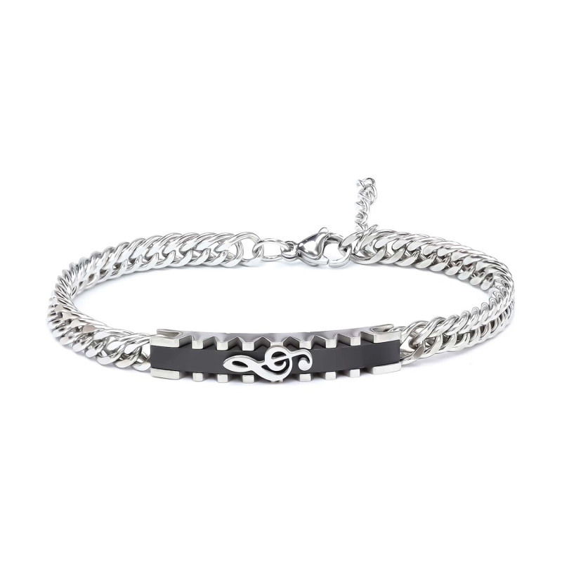 Sol Anahtarı Motifli Çelik Bileklik