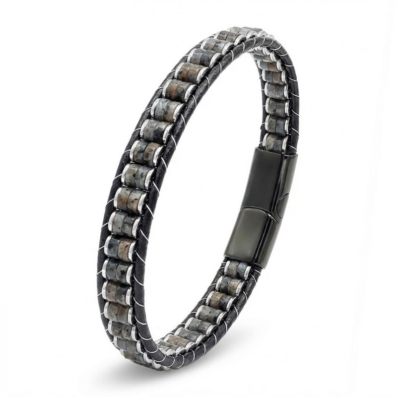 Spektrolit & Hematit Çelik Örgülü Deri Bileklik Spektrolit & Hematit Çelik Örgülü Deri Bileklik