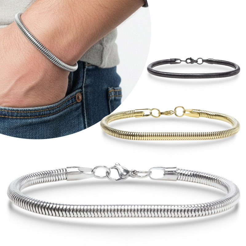 Spiral Örgü Çelik Zincir Bileklik 6mm Spiral Örgü Çelik Zincir Bileklik 6mm