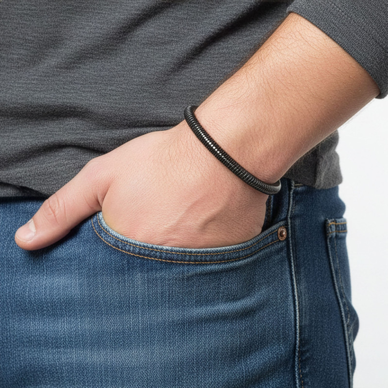 Spiral Örgü Çelik Zincir Bileklik 6mm Spiral Örgü Çelik Zincir Bileklik 6mm