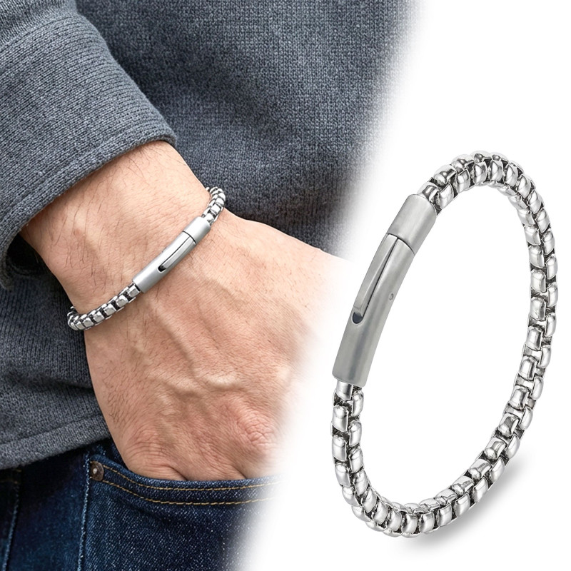 Tekli 4mm Arnavut Model Çelik Zincir Erkek Bileklik – Çelik Kilitli Tekli 4mm Arnavut Model Çelik Zincir Erkek Bileklik – Çelik Kilitli