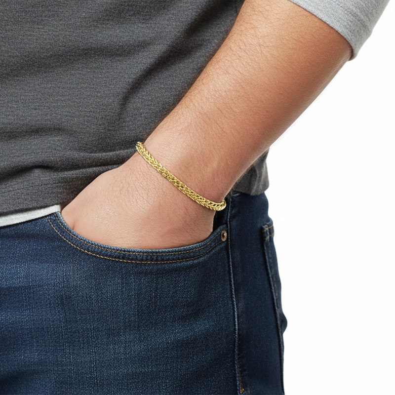 Tilki Kuyruğu Çelik Zincir Bileklik 4mm Köşeli