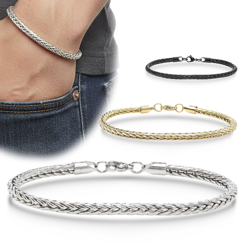 Tilki Kuyruğu Çelik Zincir Bileklik 4mm Yuvarlak