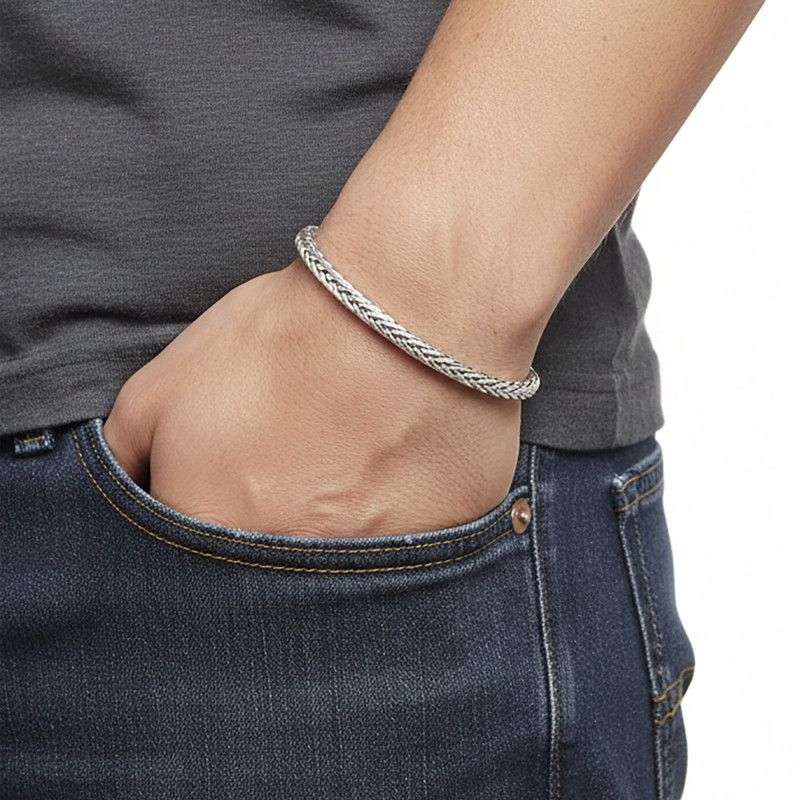 Tilki Kuyruğu Çelik Zincir Bileklik 4mm Yuvarlak