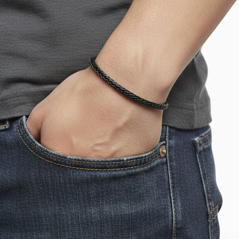 Tilki Kuyruğu Çelik Zincir Bileklik 4mm Yuvarlak