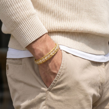 Titanyum Kilitli Sitrin Doğaltaş ve 316L Çelik Halat Örme Erkek Bileklik Titanyum Kilitli Sitrin Doğaltaş ve 316L Çelik Halat Örme Erkek Bileklik