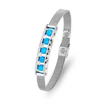 Turkuaz Taş ve Paslanmaz Çelik Bileklik