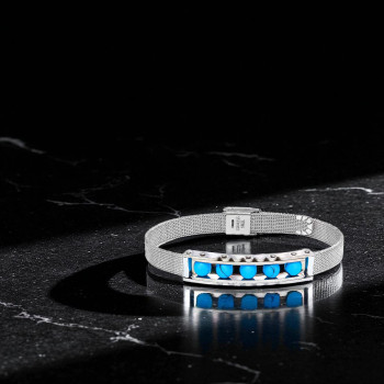 Turkuaz Taş ve Paslanmaz Çelik Bileklik