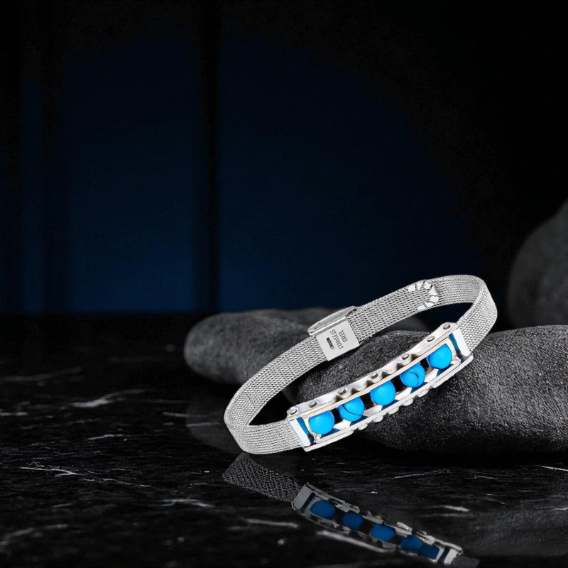 Turkuaz Taş ve Paslanmaz Çelik Bileklik