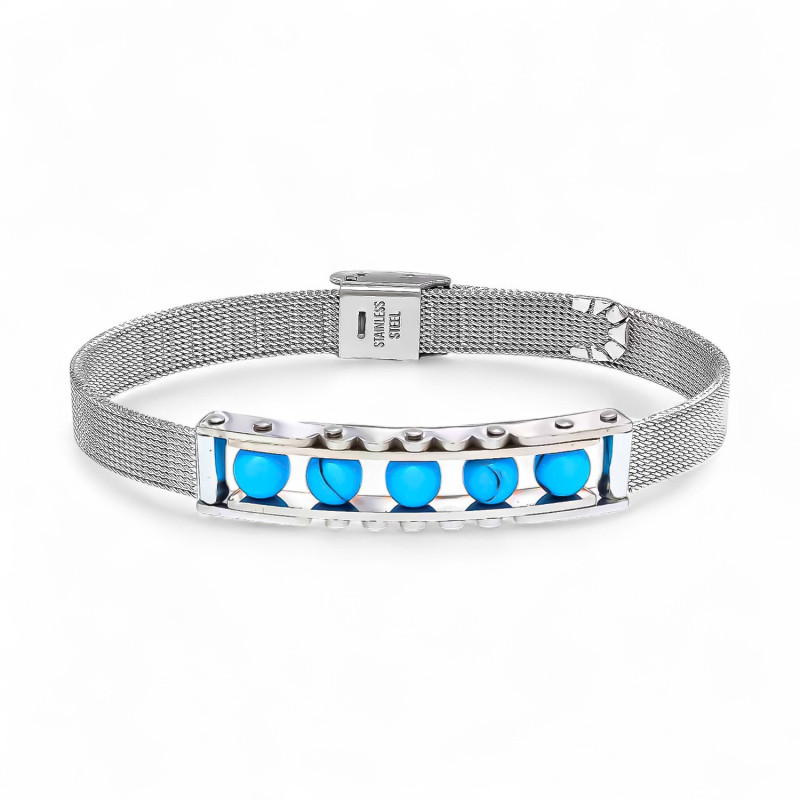 Turkuaz Taş ve Paslanmaz Çelik Bileklik