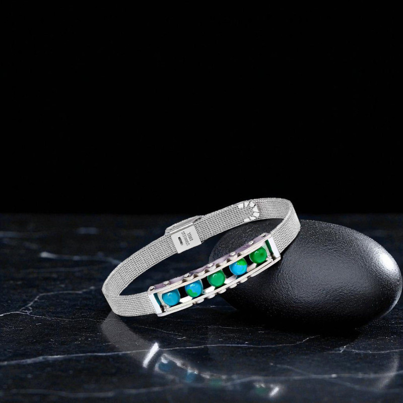 Yeşil Akik ve Paslanmaz Çelik Bileklik Yeşil Akik ve Paslanmaz Çelik Bileklik