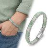 Yeşil Aventurin Doğal Taşlı Hasır Örgü Zincirli Erkek Çelik Bileklik