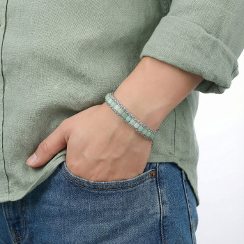 Yeşil Aventurin Doğal Taşlı Hasır Örgü Zincirli Erkek Çelik Bileklik Yeşil Aventurin Doğal Taşlı Hasır Örgü Zincirli Erkek Çelik Bileklik