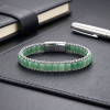 Yeşil Aventurin Doğal Taşlı Hasır Örgü Zincirli Erkek Çelik Bileklik