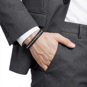 Zincir Model Çelik Ve Deri Bileklik