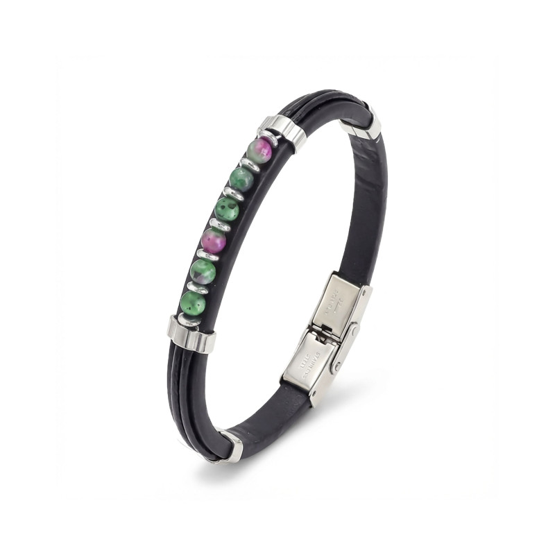 Zümrüt Taşlı Deri Bileklik Zümrüt Taşlı Deri Bileklik